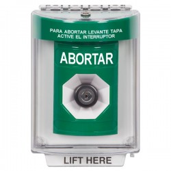SS2133AB-ES STI Green Indoor/Outdoor Flush Key-to-Activate Stopper Station with ABORT Label Spanish