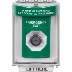 SS2133EX-EN STI Green Indoor/Outdoor Flush Key-to-Activate Stopper Station with EMERGENCY EXIT Label English