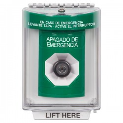 SS2133PO-ES STI Green Indoor/Outdoor Flush Key-to-Activate Stopper Station with EMERGENCY POWER OFF Label Spanish
