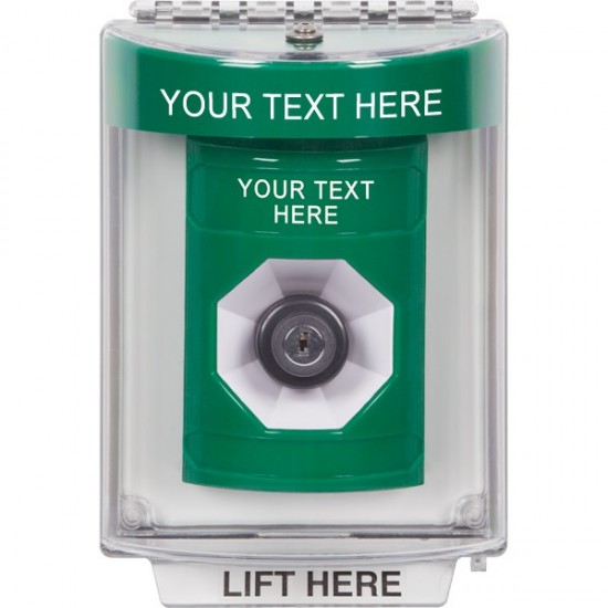 SS2133ZA-EN STI Green Indoor/Outdoor Flush Key-to-Activate Stopper Station with Non-Returnable Custom Text Label English