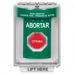 SS2135AB-ES STI Green Indoor/Outdoor Flush Momentary (Illuminated) Stopper Station with ABORT Label Spanish