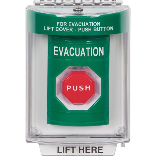 SS2135EV-EN STI Green Indoor/Outdoor Flush Momentary (Illuminated) Stopper Station with EVACUATION Label English