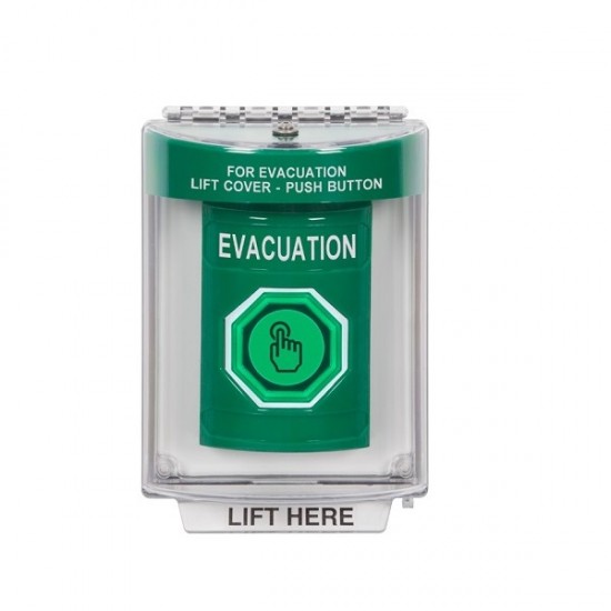 SS2136EV-EN STI Green Indoor/Outdoor Flush Momentary (Illuminated) Stopper Station w/ EVACUATION Label