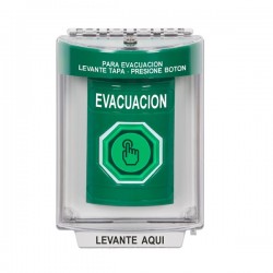 SS2136EV-ES STI Green Indoor/Outdoor Flush Momentary (Illuminated) Stopper Station w/ EVACUATION Spanish