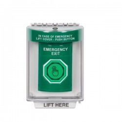 SS2136EX-EN STI Green Indoor/Outdoor Flush Momentary (Illuminated) Stopper Station w/ EMERGENCY EXIT Label