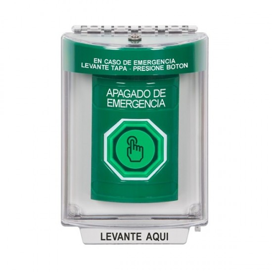 SS2136PO-ES STI Green Indoor/Outdoor Flush Momentary (Illuminated) Stopper Station w/ EMERGENCY POWER OFF Spanish