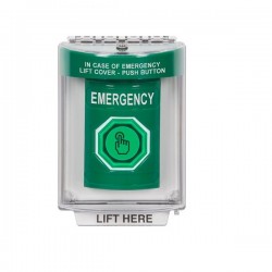 SS2137EM-EN STI Green Indoor/Outdoor Flush Weather Resistant Momentary Stopper Station w/ EMERGENCY Label SS2137EM-EN STI Green Indoor/Outdoor Flush Weather Resistant Momentary Stopper Station w/ EMERGENCY Label