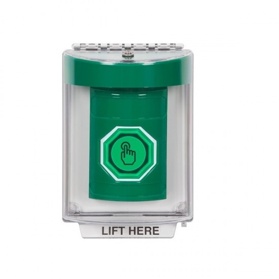SS2137NT-EN STI Green Indoor/Outdoor Flush Weather Resistant Momentary Stopper Station w/ No Text