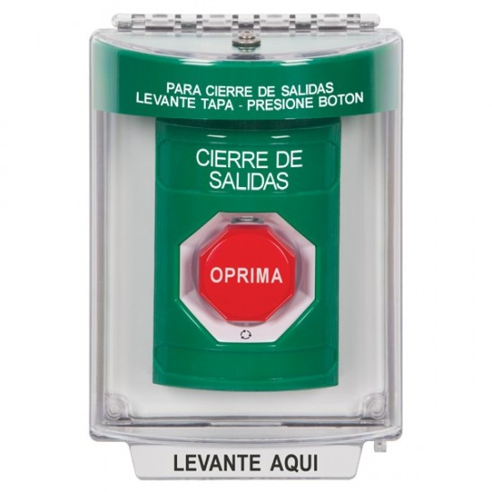 SS2139LD-ES STI Green Indoor/Outdoor Flush Turn-to-Reset (Illuminated) Stopper Station with LOCKDOWN Label Spanish