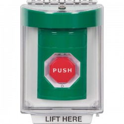 SS2139NT-ES STI Green Indoor/Outdoor Flush Turn-to-Reset (Illuminated) Stopper Station with No Text Label Spanish