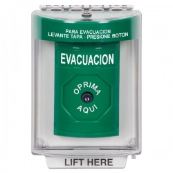 SS2140EV-ES STI Green Indoor/Outdoor Flush w/ Horn Key-to-Reset Stopper Station with EVACUATION Label Spanish