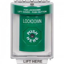 SS2140LD-ES STI Green Indoor/Outdoor Flush w/ Horn Key-to-Reset Stopper Station with LOCKDOWN Label Spanish