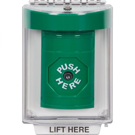 SS2140NT-EN STI Green Indoor/Outdoor Flush w/ Horn Key-to-Reset Stopper Station with No Text Label English