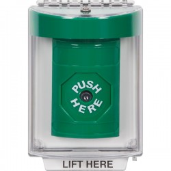SS2140NT-ES STI Green Indoor/Outdoor Flush w/ Horn Key-to-Reset Stopper Station with No Text Label Spanish