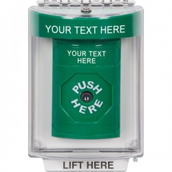 SS2140ZA-EN STI Green Indoor/Outdoor Flush w/ Horn Key-to-Reset Stopper Station with Non-Returnable Custom Text Label English