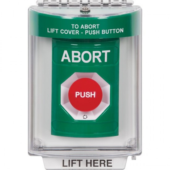 SS2141AB-EN STI Green Indoor/Outdoor Flush w/ Horn Turn-to-Reset Stopper Station with ABORT Label English