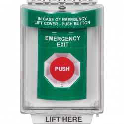 SS2141EX-EN STI Green Indoor/Outdoor Flush w/ Horn Turn-to-Reset Stopper Station with EMERGENCY EXIT Label English