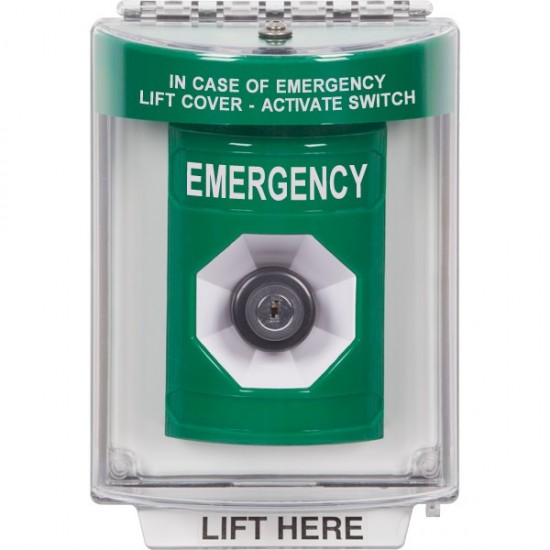 SS2143EM-EN STI Green Indoor/Outdoor Flush w/ Horn Key-to-Activate Stopper Station with EMERGENCY Label English SS2143EM-EN STI Green Indoor/Outdoor Flush w/ Horn Key-to-Activate Stopper Station with EMERGENCY Label English