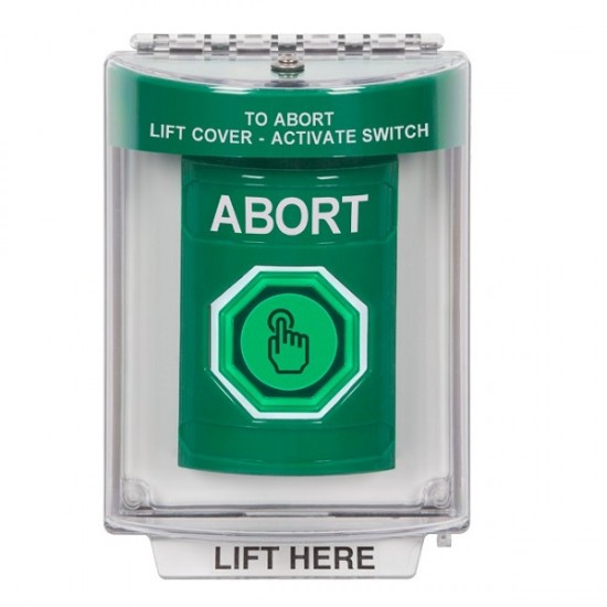 SS2146AB-EN STI Green Indoor/Outdoor Flush w/ Horn Momentary (Illuminated) Stopper Station w/ ABORT Label