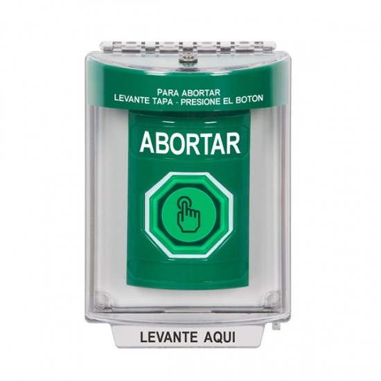 SS2146AB-ES STI Green Indoor/Outdoor Flush w/ Horn Momentary (Illuminated) Stopper Station w/ ABORT Spanish