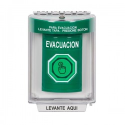SS2146EV-ES STI Green Indoor/Outdoor Flush w/ Horn Momentary (Illuminated) Stopper Station w/ EVACUATION Spanish