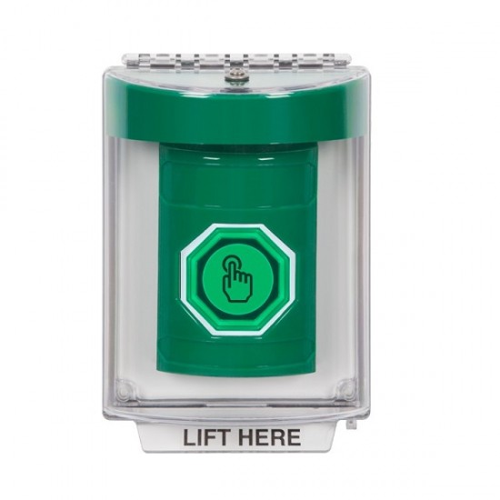 SS2146NT-EN STI Green Indoor/Outdoor Flush w/ Horn Momentary (Illuminated) Stopper Station w/ No Text