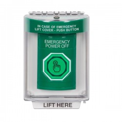 SS2146PO-EN STI Green Indoor/Outdoor Flush w/ Horn Momentary (Illuminated) Stopper Station w/ EMERGENCY POWER OFF Label
