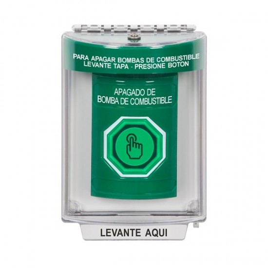 SS2146PS-ES STI Green Indoor/Outdoor Flush w/ Horn Momentary (Illuminated) Stopper Station w/ FUEL PUMP SHUT DOWN Spanish