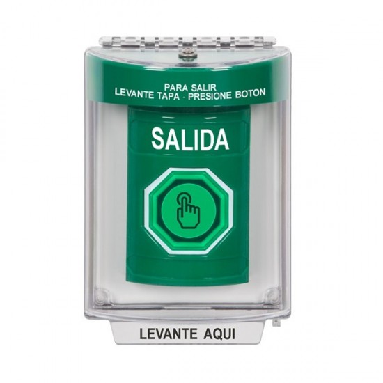 SS2146XT-ES STI Green Indoor/Outdoor Flush w/ Horn Momentary (Illuminated) Stopper Station w/ EXIT Spanish