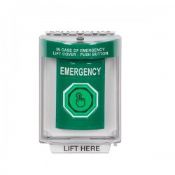 SS2147EM-EN STI Green Indoor/Outdoor Flush w/ Horn Weather Resistant Momentary Stopper Station w/ EMERGENCY Label SS2147EM-EN STI Green Indoor/Outdoor Flush w/ Horn Weather Resistant Momentary Stopper Station w/ EMERGENCY Label