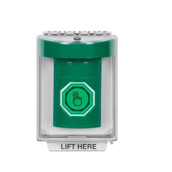 SS2147NT-EN STI Green Indoor/Outdoor Flush w/ Horn Weather Resistant Momentary Stopper Station w/ No Text