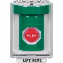 SS2148NT-EN STI Green Indoor/Outdoor Flush w/ Horn Pneumatic (Illuminated) Stopper Station with No Text Label English