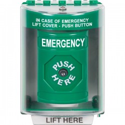 SS2170EM-EN STI Green Indoor/Outdoor Surface Key-to-Reset Stopper Station with EMERGENCY Label English SS2170EM-EN STI Green Indoor/Outdoor Surface Key-to-Reset Stopper Station with EMERGENCY Label English