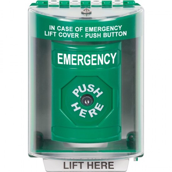 SS2170EM-EN STI Green Indoor/Outdoor Surface Key-to-Reset Stopper Station with EMERGENCY Label English SS2170EM-EN STI Green Indoor/Outdoor Surface Key-to-Reset Stopper Station with EMERGENCY Label English