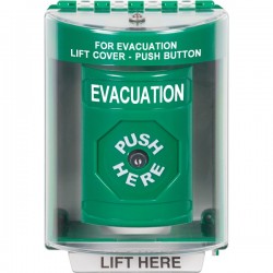 SS2170EV-EN STI Green Indoor/Outdoor Surface Key-to-Reset Stopper Station with EVACUATION Label English