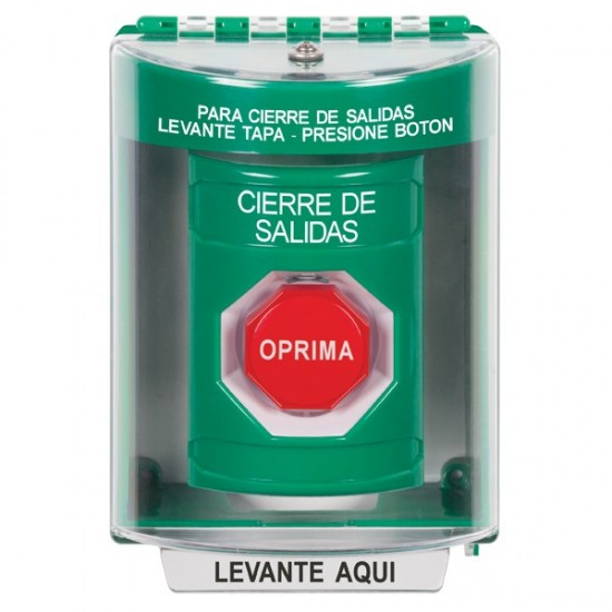 SS2172LD-ES STI Green Indoor/Outdoor Surface Key-to-Reset (Illuminated) Stopper Station with LOCKDOWN Label Spanish