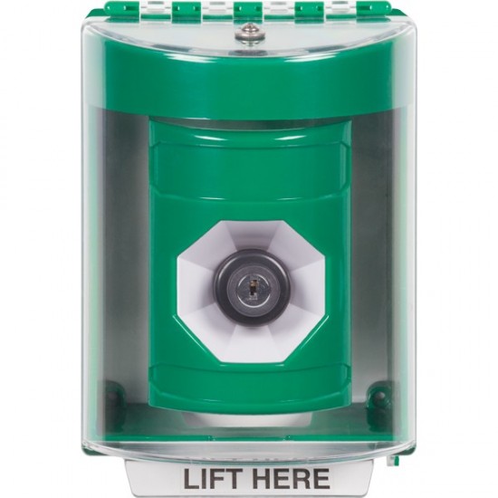 SS2173NT-EN STI Green Indoor/Outdoor Surface Key-to-Activate Stopper Station with No Text Label English