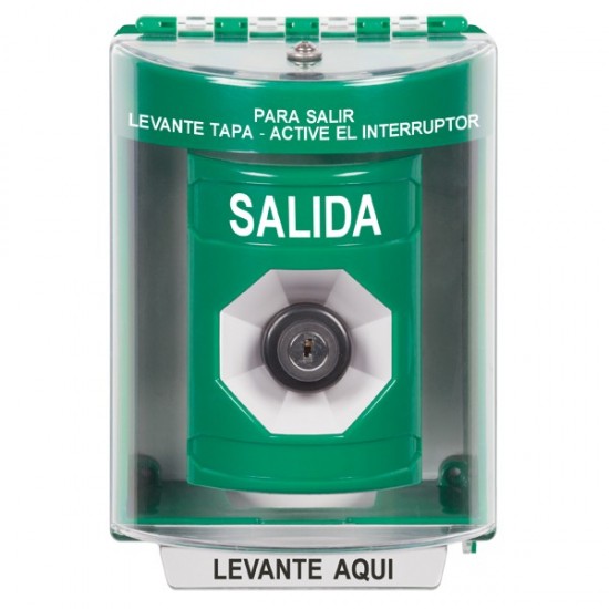 SS2173XT-ES STI Green Indoor/Outdoor Surface Key-to-Activate Stopper Station with EXIT Label Spanish