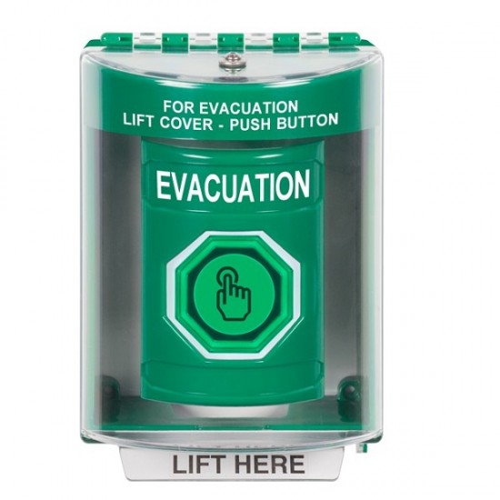 SS2176EV-EN STI Green Indoor/Outdoor Surface Momentary (Illuminated) Stopper Station w/ EVACUATION Label