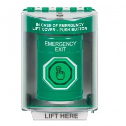 SS2176EX-EN STI Green Indoor/Outdoor Surface Momentary (Illuminated) Stopper Station w/ EMERGENCY EXIT Label