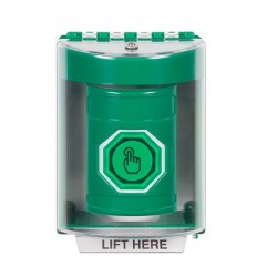 SS2176NT-EN STI Green Indoor/Outdoor Surface Momentary (Illuminated) with Green Lens Stopper Station with No Text Label English