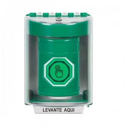 SS2176NT-ES STI Green Indoor/Outdoor Surface Momentary (Illuminated) with Green Lens Stopper Station with No Text Label Spanish