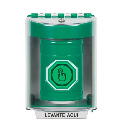 SS2176NT-ES STI Green Indoor/Outdoor Surface Momentary (Illuminated) with Green Lens Stopper Station with No Text Label Spanish