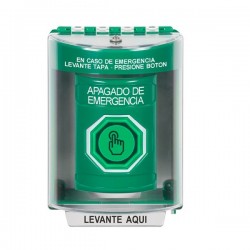 SS2176PO-ES STI Green Indoor/Outdoor Surface Momentary (Illuminated) Stopper Station w/ EMERGENCY POWER OFF Spanish