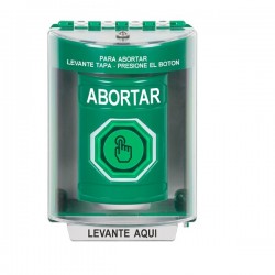 SS2177AB-ES STI Green Indoor/Outdoor Surface Weather Resistant Momentary Stopper Station w/ ABORT Spanish