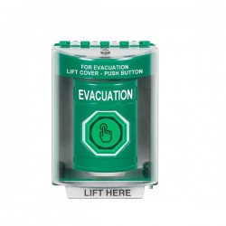 SS2177EV-EN STI Green Indoor/Outdoor Surface Weather Resistant Momentary Stopper Station w/ EVACUATION Label
