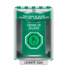 SS2177LD-ES STI Green Indoor/Outdoor Surface Weather Resistant Momentary Stopper Station w/ LOCKDOWN Spanish