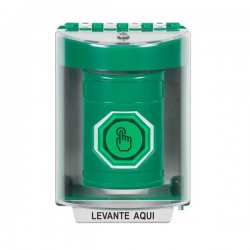 SS2177NT-ES STI Green Indoor/Outdoor Surface Weather Resistant Momentary Stopper Station w/ No Text Spanish