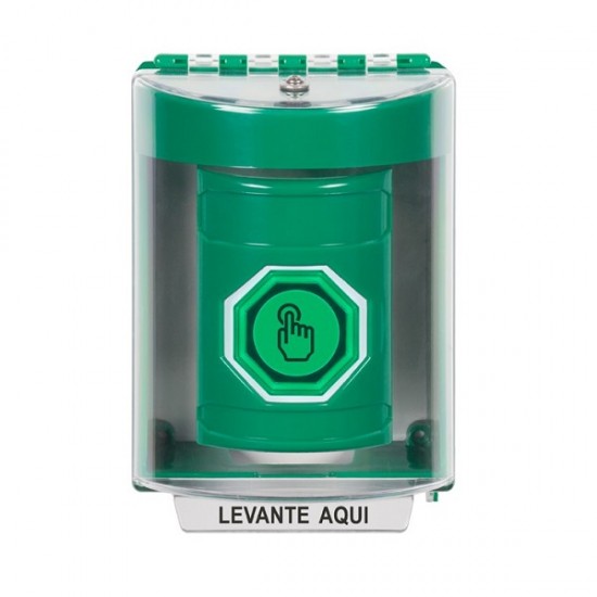 SS2177NT-ES STI Green Indoor/Outdoor Surface Weather Resistant Momentary Stopper Station w/ No Text Spanish