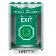 SS2177XT-EN STI Green Indoor/Outdoor Surface Weather Resistant Momentary Stopper Station w/ EXIT Label